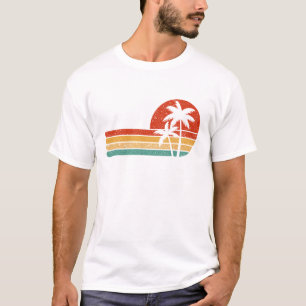 Retro Sunset Palm Trees Vintage Beach T-Shirt