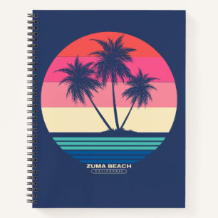 Retro Sunset Palm Trees Zuma Beach Notebook