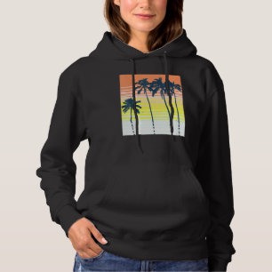 Retro Sunset Palms Summer Beach Tropical Vacation Hoodie