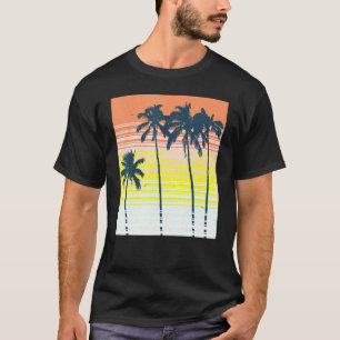 Retro Sunset Palms Summer Beach Tropical Vacation T-Shirt