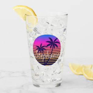 Retro sunset Personalised Glass