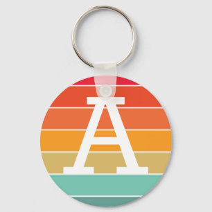 Retro Sunset Personalised Monogram Key Ring