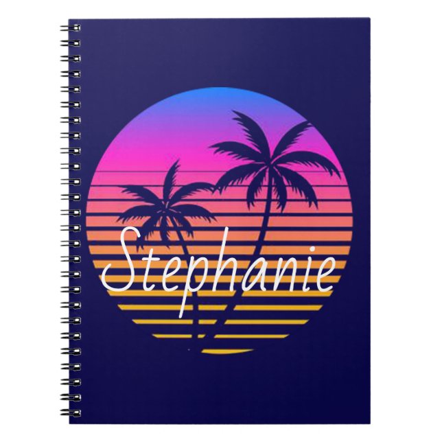 Retro sunset Personalised   Notebook (Front)