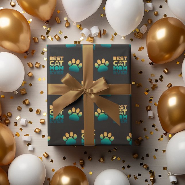 Retro Sunset Photo Mothers Day Best Cat Mum Ever Wrapping Paper (Creator Uploaded)