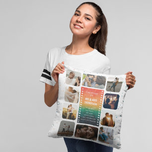 Retro Sunset Photo Mr and Mrs 2nd Anniversary Cushion