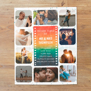 Retro Sunset Photo Mr and Mrs 30th Anniversary Fleece Blanket