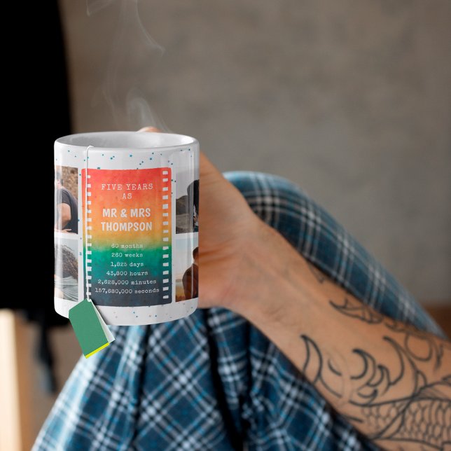 Retro Sunset Photo Mr and Mrs 5th Anniversary Coffee Mug (Creator Uploaded)