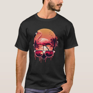 Retro Sunset Pink Flamingo Summer Flamingo 1 T-Shirt