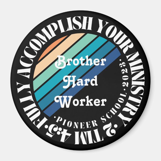 Retro Sunset Pioneer School Personalizable Magnet (Front)