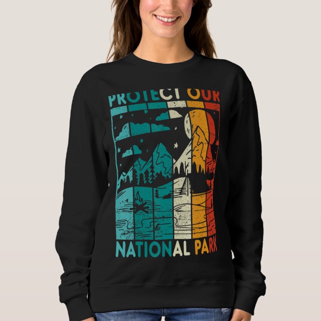 Retro Sunset Protect Our National Park Yellowstone Sweatshirt (Front)