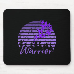Retro Sunset Purple Butterfly Fibro Lupus Warrior Mouse Pad