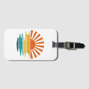 Retro Sunset Rays Wavy Vintage Retro Sunshine Sun Luggage Tag