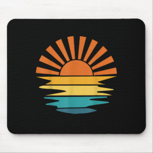 Retro Sunset Rays Wavy Vintage Retro Sunshine Sun Mouse Pad