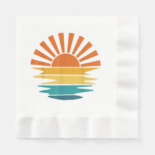 Retro Sunset Rays Wavy Vintage Retro Sunshine Sun Napkin
