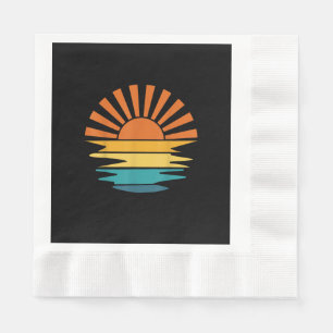 Retro Sunset Rays Wavy Vintage Retro Sunshine Sun Napkin