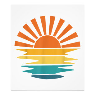 Retro Sunset Rays Wavy Vintage Retro Sunshine Sun Photo Print