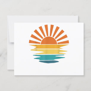 Retro Sunset Rays Wavy Vintage Retro Sunshine Sun Postcard