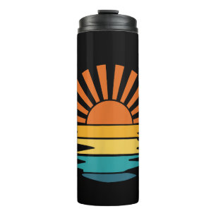 Retro Sunset Rays Wavy Vintage Retro Sunshine Sun  Thermal Tumbler