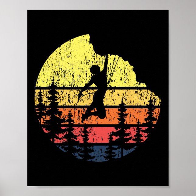 Retro Sunset Rock Climber - Boulderer Bouldering C Poster (Front)