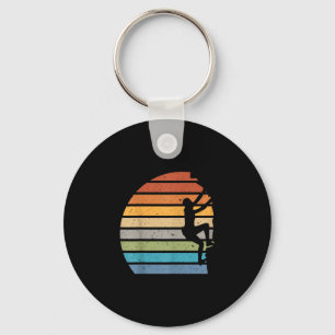 Retro sunset rock climbing outdoor sports mountain key ring