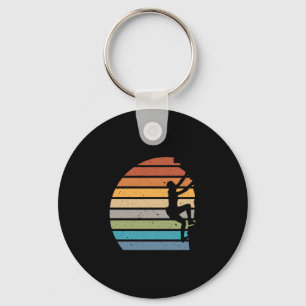 Retro sunset rock climbing outdoor sports mountain key ring