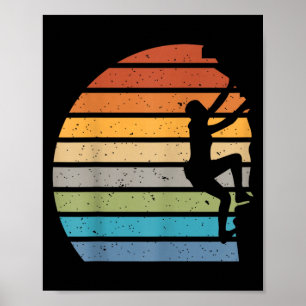 Retro sunset rock climbing outdoor sports mountain poster