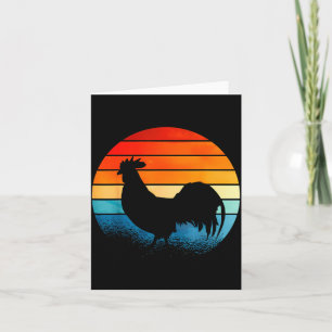 Retro Sunset Rooster Chicken Lover Card