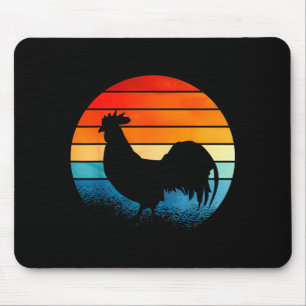Retro Sunset Rooster Chicken Lover Mouse Pad
