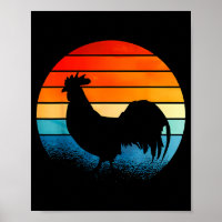 Retro Sunset Rooster Chicken Lover