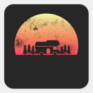 Retro Sunset RV - Motorhome Owner Gift Square Sticker