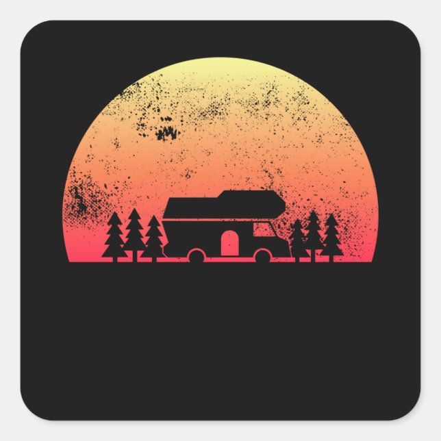 Retro Sunset RV - Motorhome Owner Gift Square Sticker (Front)