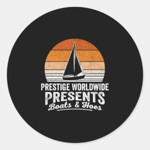 Retro sunset sailboat funny boating sailing classic round sticker