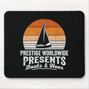 Retro sunset sailboat funny boating sailing mouse pad