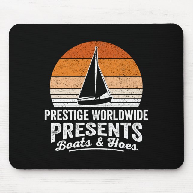 Retro sunset sailboat funny boating sailing mouse pad (Front)