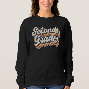 Retro Sunset Second Grade Teacher & Student Back T Sweatshirt