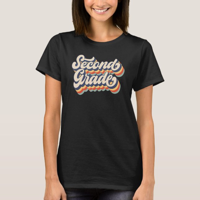 Retro Sunset Second Grade Teacher & Student Back T T-Shirt (Front)