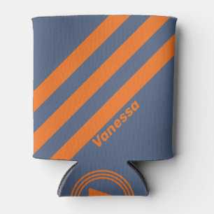 Retro Sunset Shoreline Three Stripes with Name Can Cooler