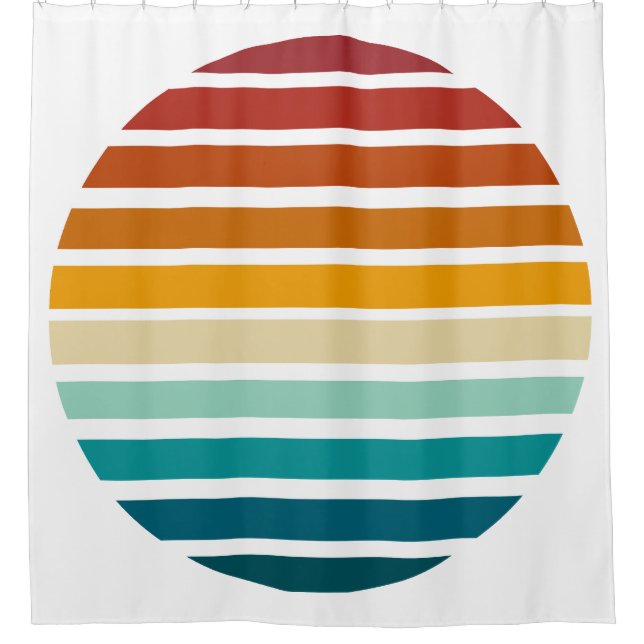 Retro Sunset Shower Curtain (Front)