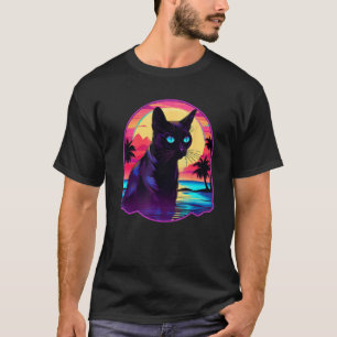 Retro Sunset Siamese Cat T-Shirt