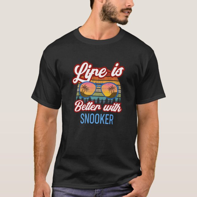 Retro Sunset Slogan   With Snooker T-Shirt (Front)