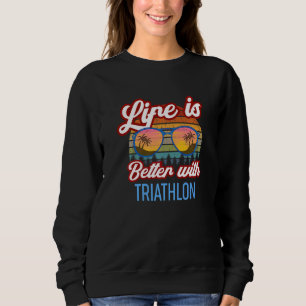 Retro Sunset Slogan   With Triathlon Sweatshirt
