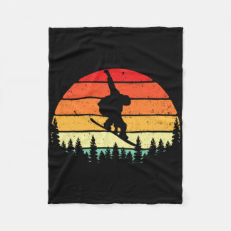 Retro Sunset Snowboarder - Snowboarding Winterspor Fleece Blanket