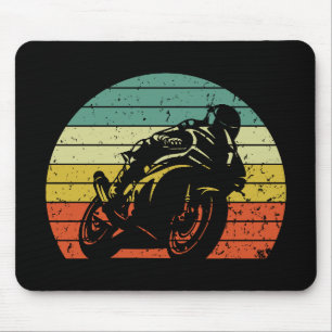 Retro Sunset Sports Bike Mouse Pad