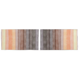 Retro sunset stripes boho orange brown gradient  pillowcase