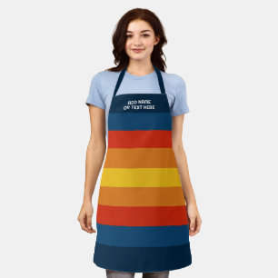Retro Sunset Stripes with Simple Sans Serif Name Apron