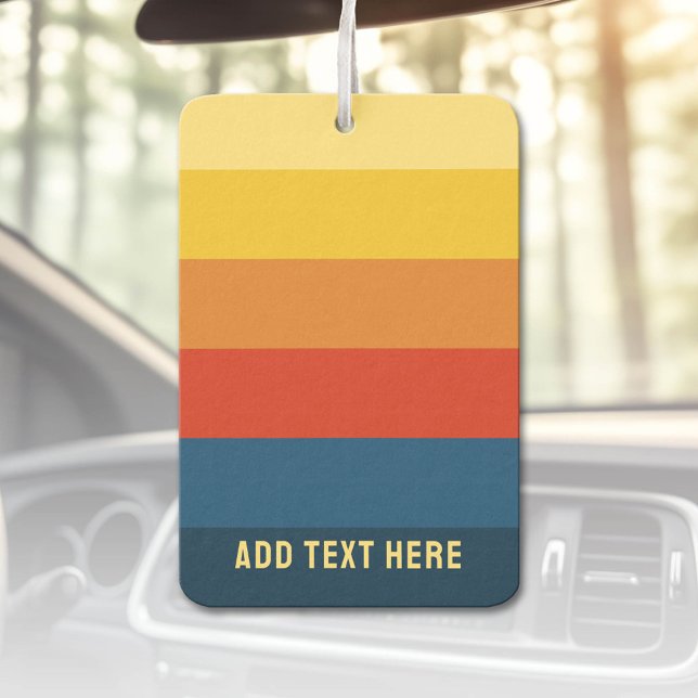 Retro Sunset Stripes with Simple Sans Serif Name Car Air Freshener (Custom Air Freshener)