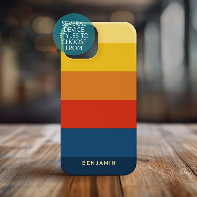 Retro Sunset Stripes with Simple Sans Serif Name Case-Mate iPhone Case (Personalized Phone Case - Pick Your Device Style and Customize the Design)