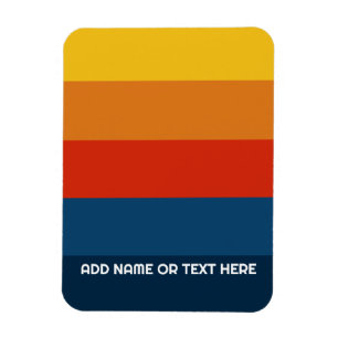 Retro Sunset Stripes with Simple Sans Serif Name Magnet