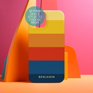 Retro Sunset Stripes with Simple Sans Serif Name Samsung Galaxy Case