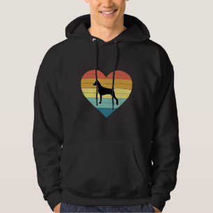 Retro Sunset Style Vintage Heart Shape Doberman Do Hoodie